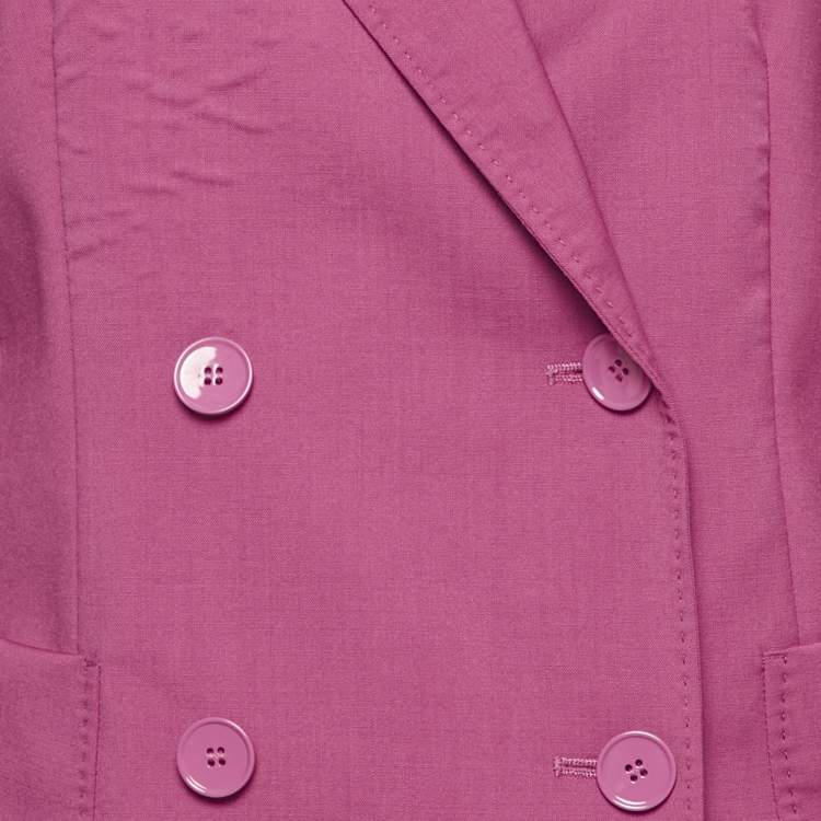 Pre Owned Weekend Max Mara Pink Wool Double Breasted Suit S