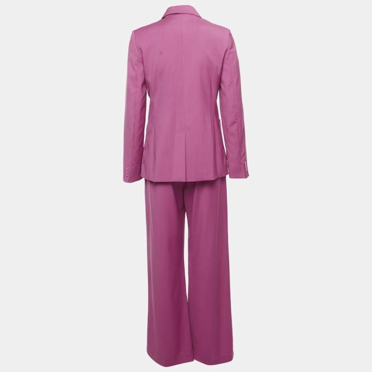 Pre Owned Weekend Max Mara Pink Wool Double Breasted Suit S