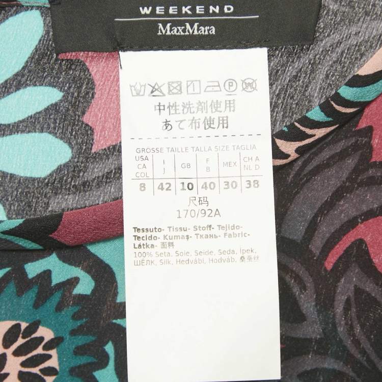 Pre Owned Weekend Max Mara Purple Floral Print Silk Aral Midi Dress M