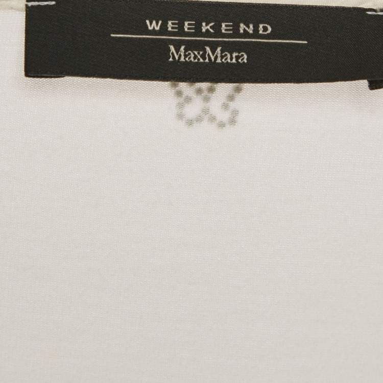 Pre Owned Weekend Max Mara White Sequin Embroidered Silk and Jersey Top L
