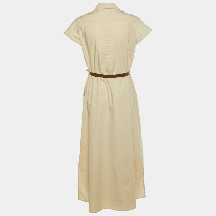 Pre Owned Weekend Max Mara Beige Cotton Belted Button Front Dress L