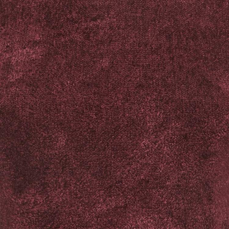 Pre Owned Weekend Max Mara Burgundy Knit Contrast Detail Sweater XS