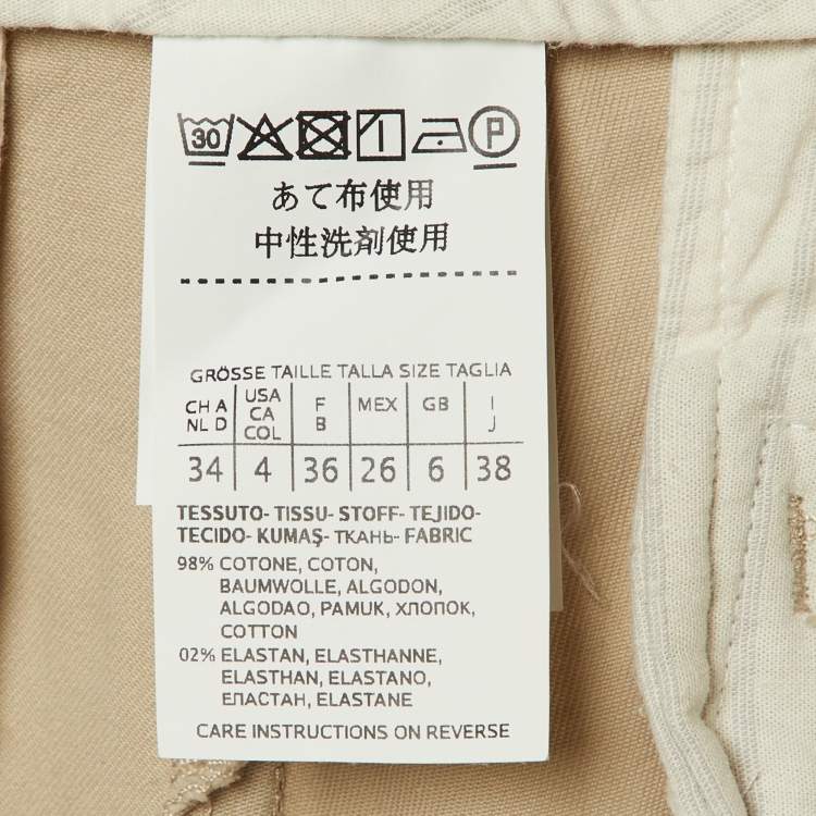 Pre Owned Weekend Max Mara Beige Cotton Trousers S