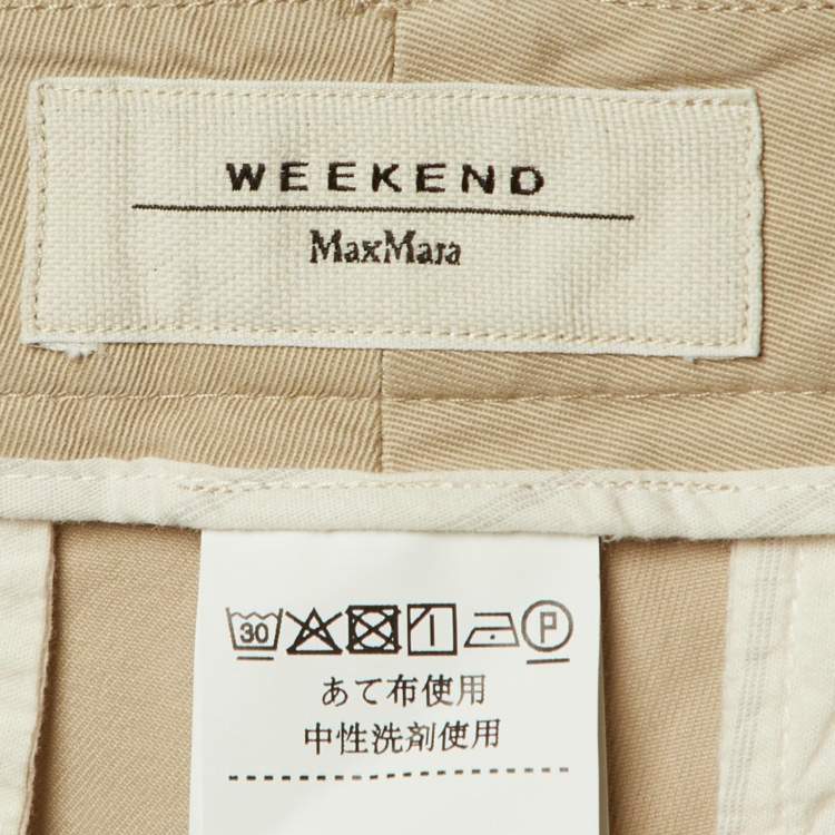 Pre Owned Weekend Max Mara Beige Cotton Trousers S