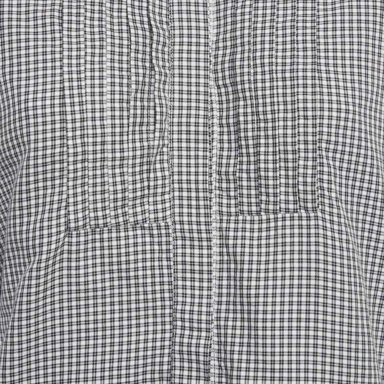 Pre Owned Weekend Max Mara Black Checked Cotton Button Front Tunic L