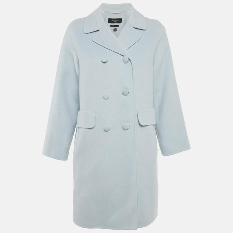 Pre Owned Weekend Max Mara Blue Wool Double-Breasted Coat S