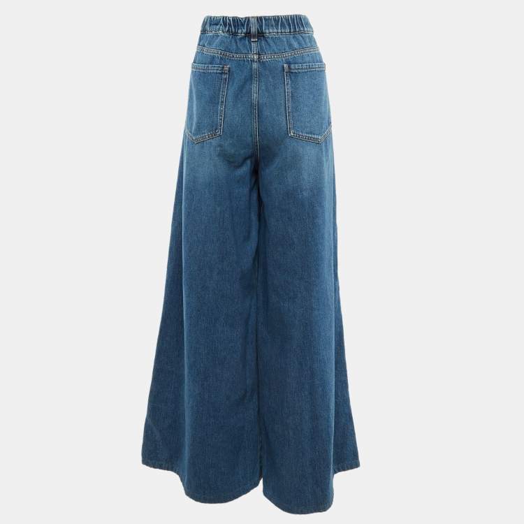 Pre Owned Weekend Max Mara Blue Denim Wide Leg Jeans XL/Waist 32"