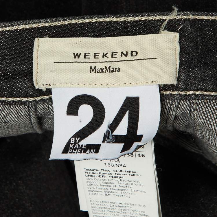 Pre Owned Weekend Max Mara X 24 by Kate Phelan Black Denim Pleated Skirt XL