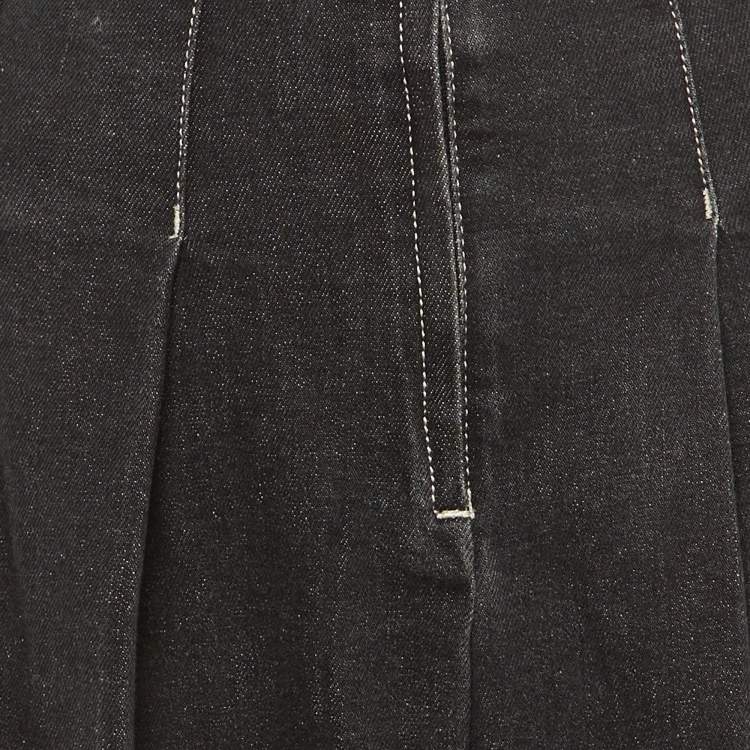 Pre Owned Weekend Max Mara X 24 by Kate Phelan Black Denim Pleated Skirt XL