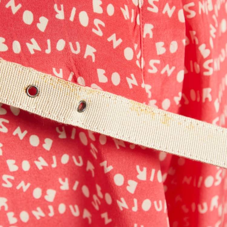 Pre Owned Weekend Max Mara Pink Printed Crepe Midi Shirt Dress M