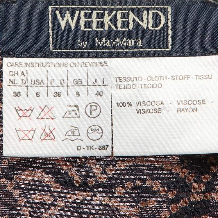 Pre Owned Weekend Max Mara Black /Brown Printed Crepe Wrap Around Sheer Maxi Dress M