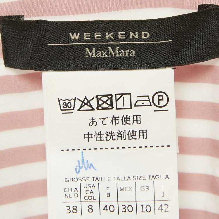 Pre Owned Weekend Max Mara Pink /White Striped Cotton Shirt Dress M
