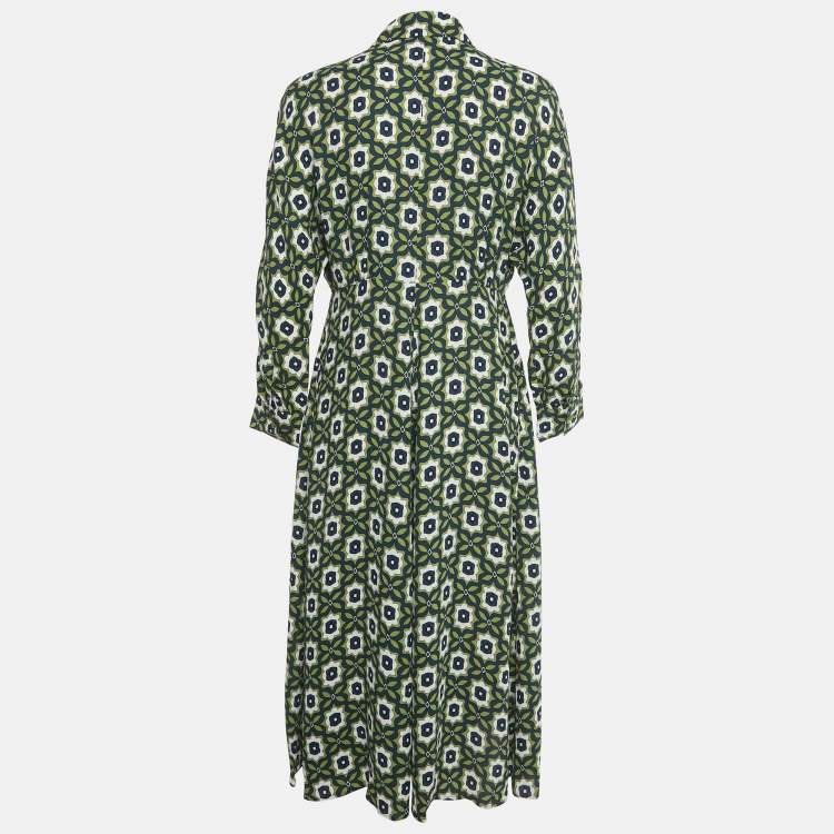 Pre Owned Weekend Max Mara Green Printed Crepe Marat Midi Dress M