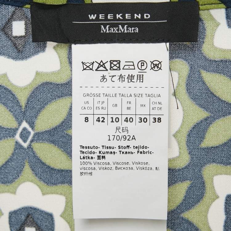 Pre Owned Weekend Max Mara Green Printed Crepe Marat Midi Dress M