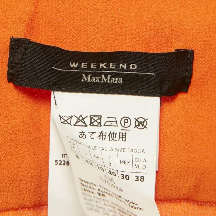 Pre Owned Weekend Max Mara Orange Crepe Belted Midi Dress M