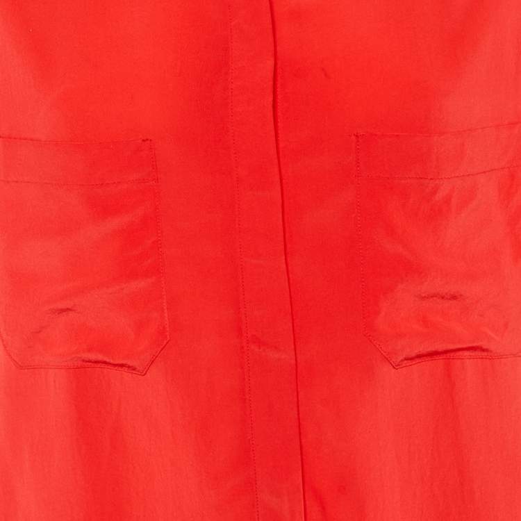 Pre Owned Weekend Max Mara Red Silk Button Front Blouse XL 