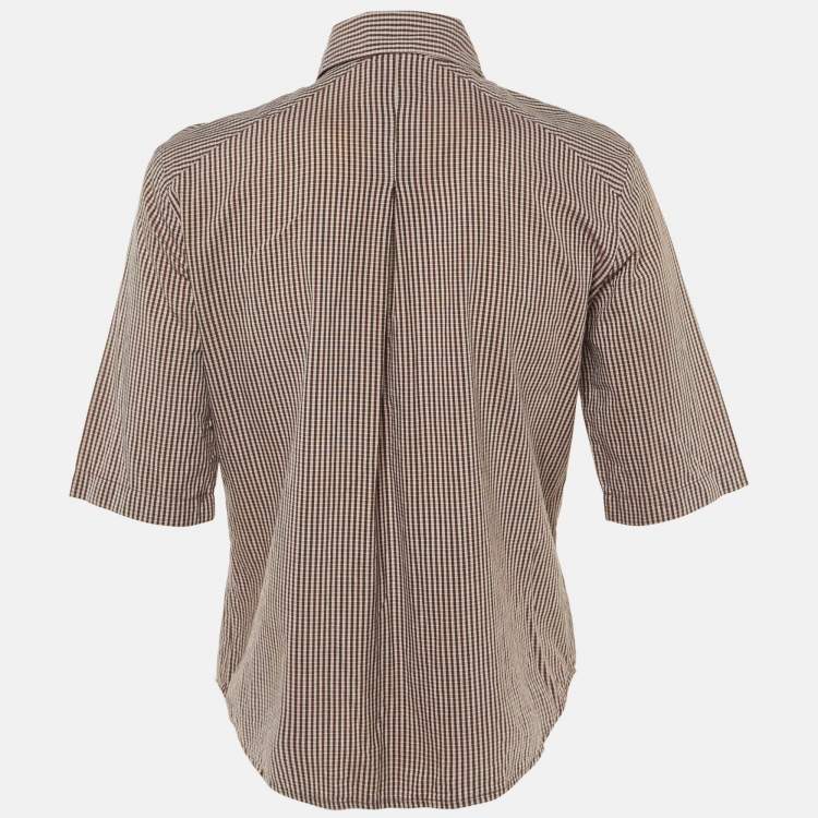 Pre Owned Weekend Max Mara Burgundy Checkered Cotton Frill Detail Shirt M 