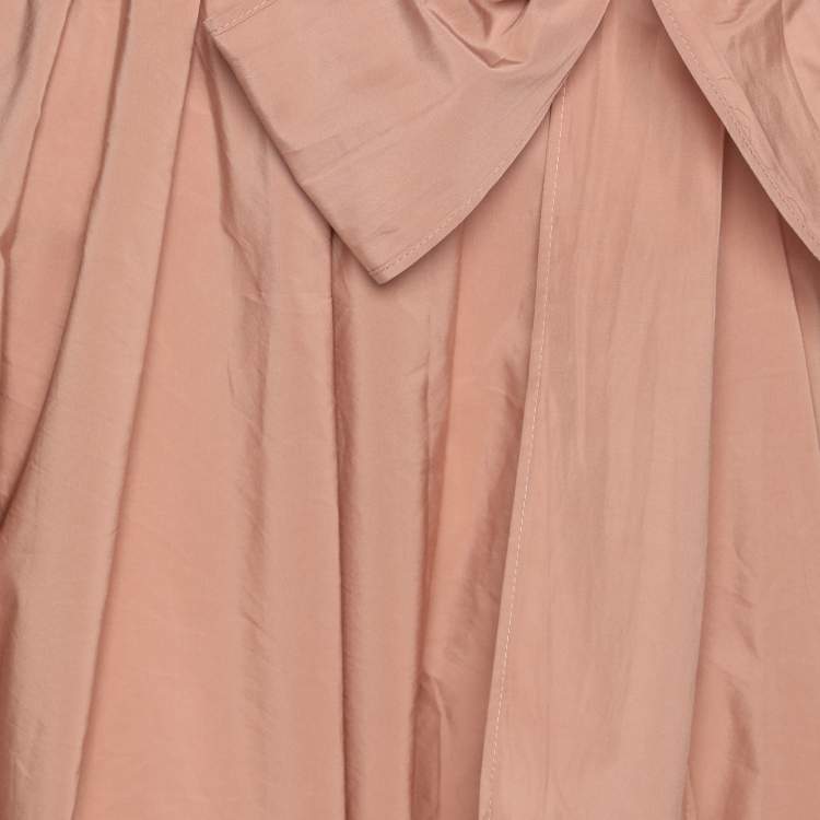 Pre Owned Weekend Max Mara Nude Pink Satin Belted Midi Skirt M
