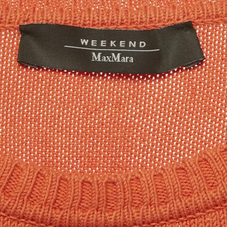 Pre Owned Weekend Max Mara Orange Logo Knit Sweater XS 