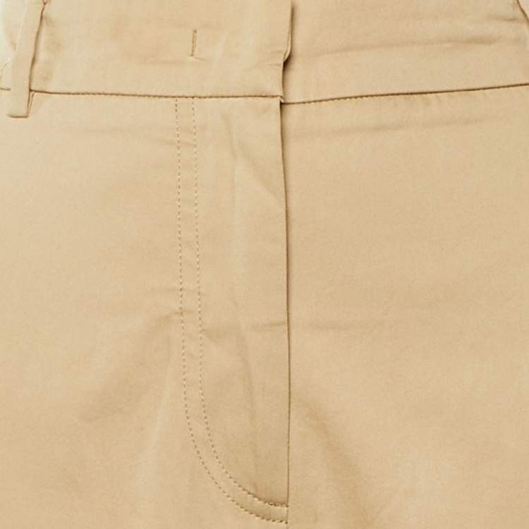 Pre Owned Weekend Max Mara Beige Cotton Tapered Trousers L