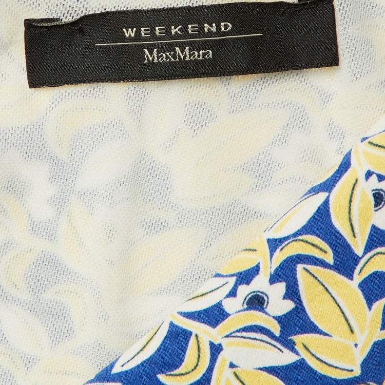 Pre Owned Weekend Max Mara Blue Floral Print Cotton Sleeveless Midi Dress M