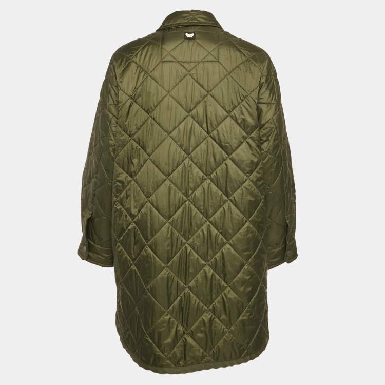 Pre Owned Weekend Max Mara Olive Green Quilted Button Front Jacket S