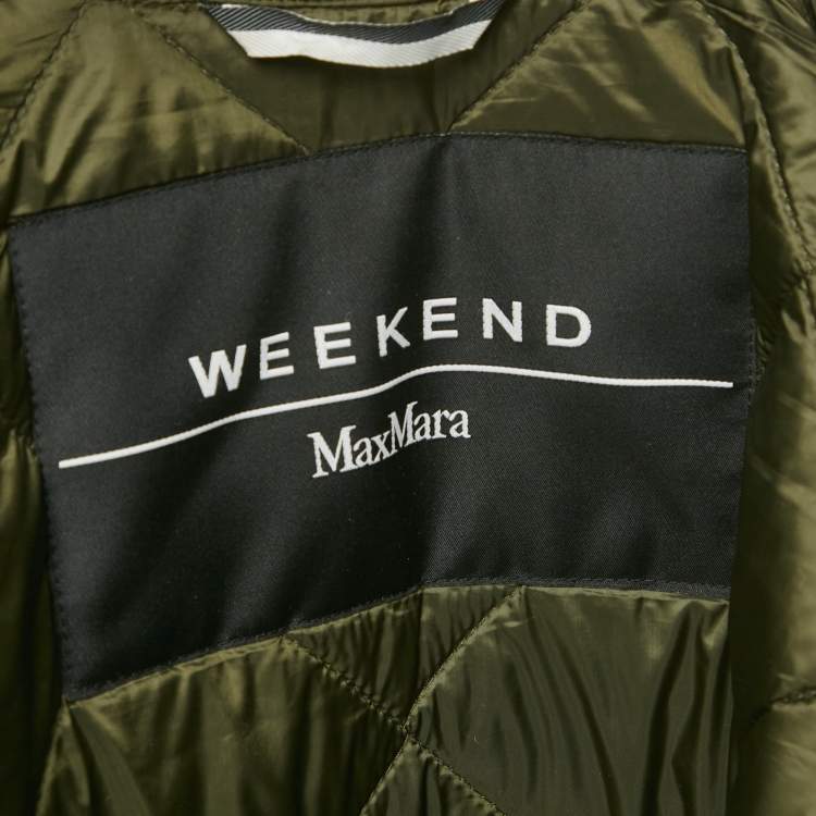 Pre Owned Weekend Max Mara Olive Green Quilted Button Front Jacket S