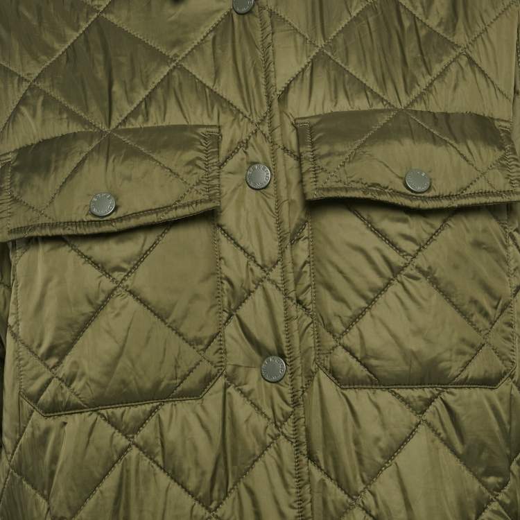 Pre Owned Weekend Max Mara Olive Green Quilted Button Front Jacket S