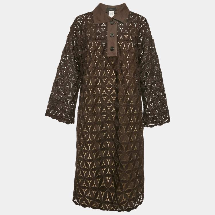 Pre Owned Weekend Max Mara Brown Lace Short Dress L