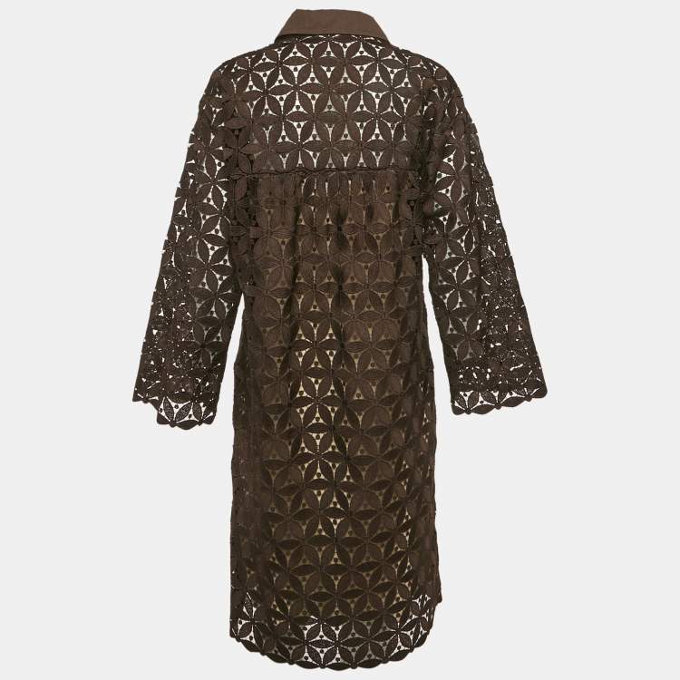 Pre Owned Weekend Max Mara Brown Lace Short Dress L