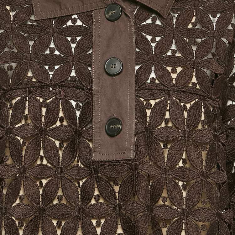 Pre Owned Weekend Max Mara Brown Lace Short Dress L