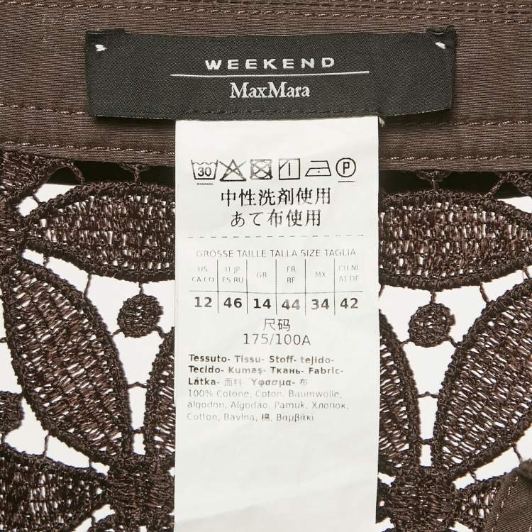 Pre Owned Weekend Max Mara Brown Lace Short Dress L