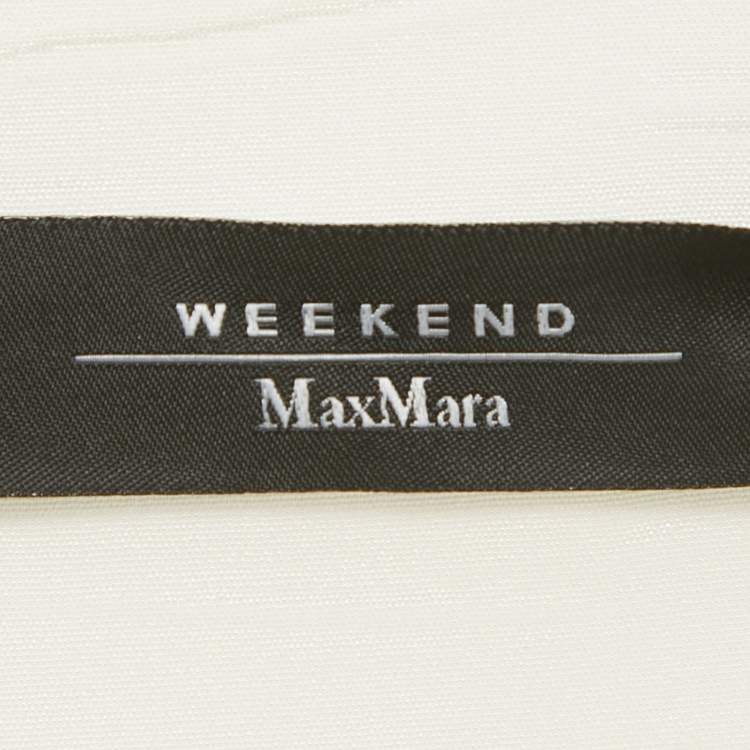Pre Owned Weekend Max Mara White Gabardine Lace Insert Mini Dress S