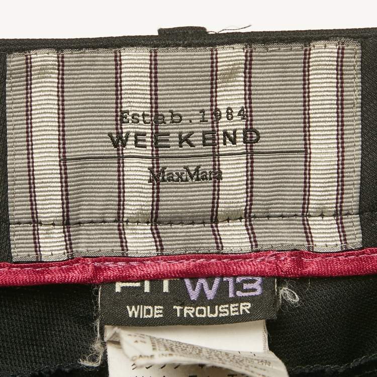 Pre Owned Weekend Max Mara Black Gabardine Wide Trouser L