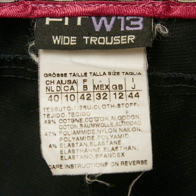 Pre Owned Weekend Max Mara Black Gabardine Wide Trouser L