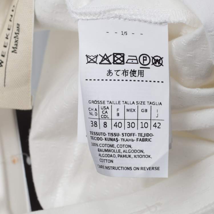 Pre Owned Weekend Max Mara White Eyelet Cotton Curved Hem Detail Shirt M 