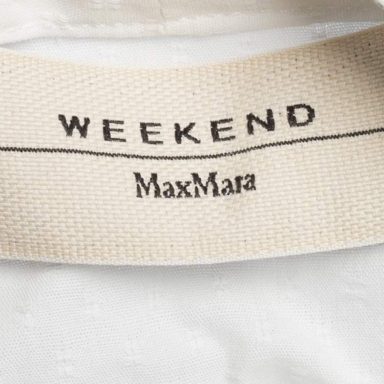 Pre Owned Weekend Max Mara White Eyelet Cotton Curved Hem Detail Shirt M 