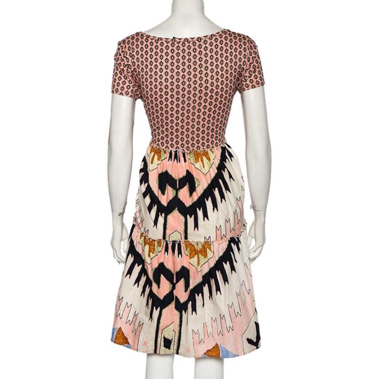 Pre Owned Weekend Max Mara Multicolored Cotton Abstract & Geometric Printed Dress M
