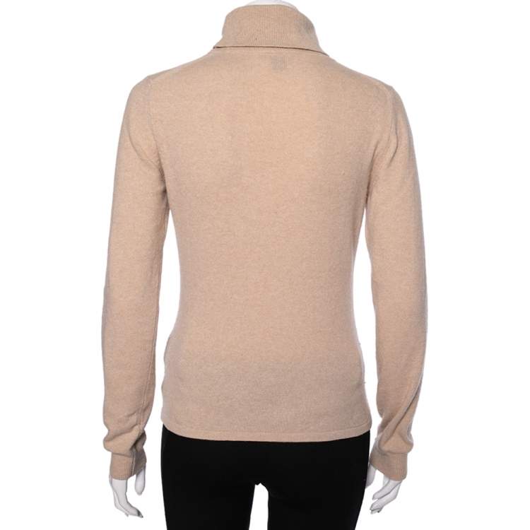 Pre Owned Weekend Max Mara Beige Wool Turtle Neck Long Sleeve Sweater M