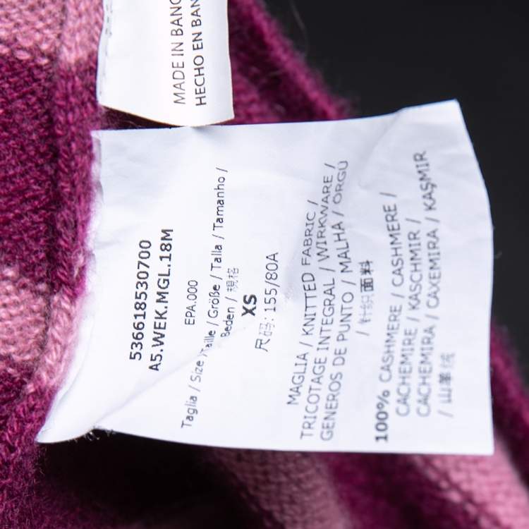Pre Owned Weekend Max Mara Striped Purple Cashmere Round Neck Sweater XS