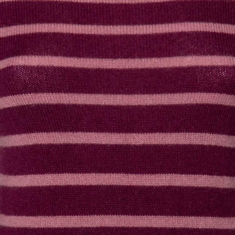 Pre Owned Weekend Max Mara Striped Purple Cashmere Round Neck Sweater XS