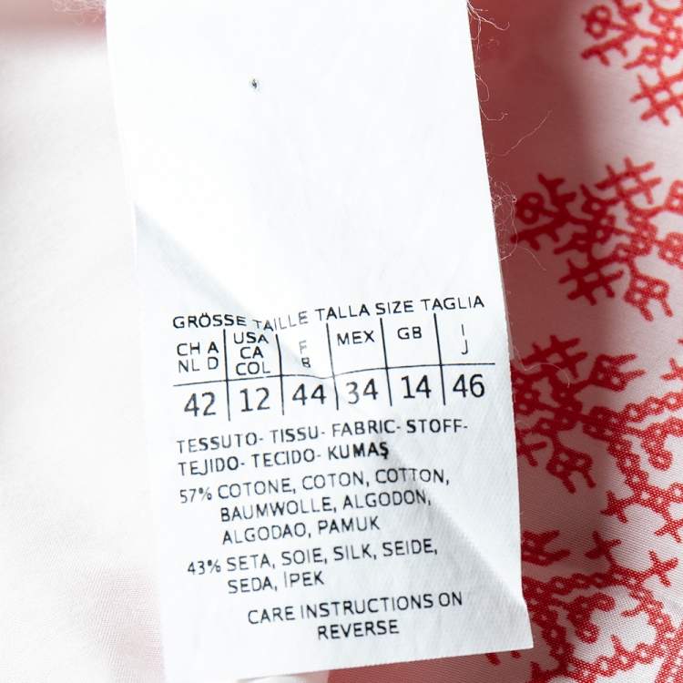 Pre Owned Weekend Max Mara White-Red Printed Cotton Short Shirt Dress L