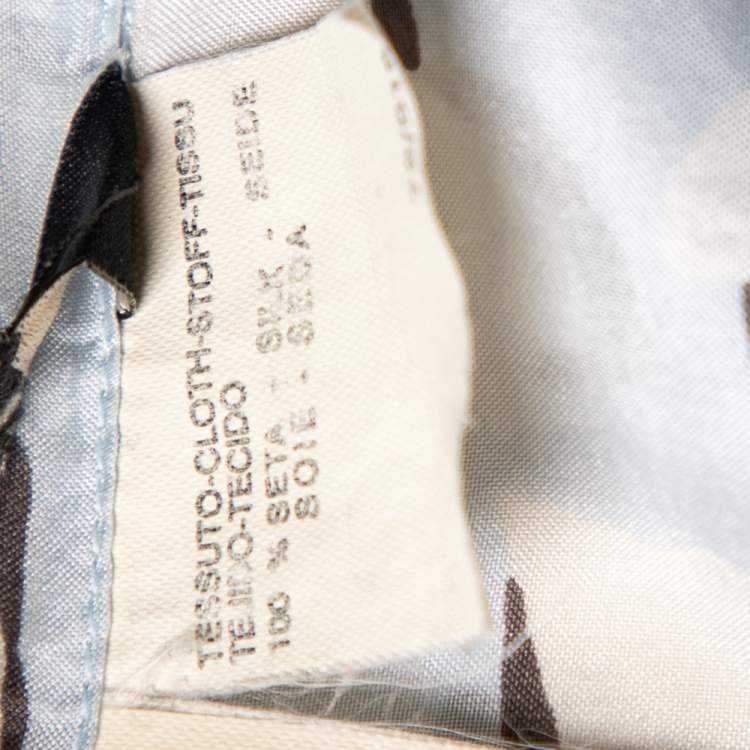 Pre Owned Weekend Max Mara Blue Printed Silk Button Front Top XL