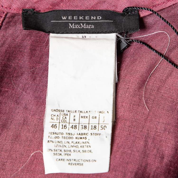 Pre Owned Weekend Max Mara Pink Linen And Silk Pleated Long Dress XL