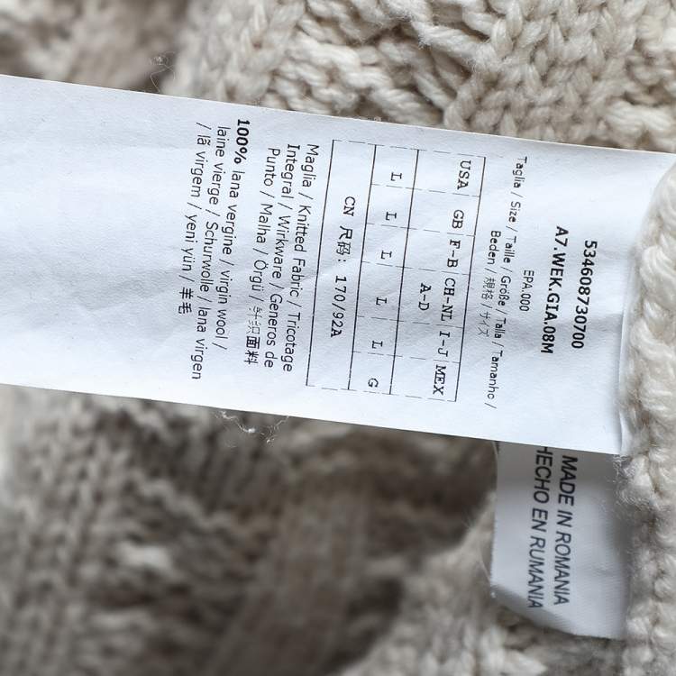 Pre Owned Weekend Max Mara Wool Knit Fringe Detailed Open Front Cardigan L