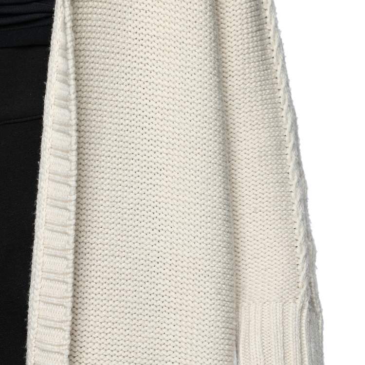 Pre Owned Weekend Max Mara Wool Knit Fringe Detailed Open Front Cardigan L