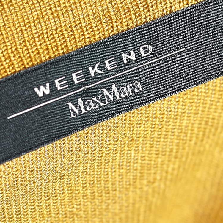 Pre Owned Weekend Max Mara Mustard Yellow Silk & Linen Cropped Cardigan L