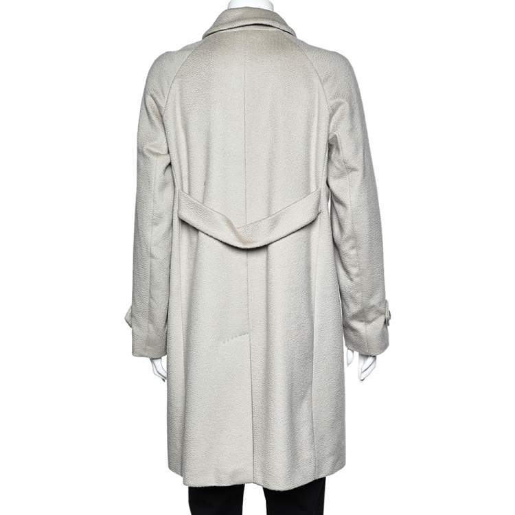 Pre Owned Weekend Max Mara Beige Cashmere & Wool Button Front Coat L