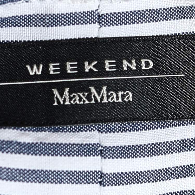 Pre Owned Weekend Max Mara Blue & White Striped Cotton Belted Culottes M