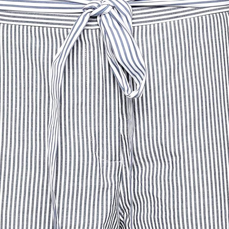 Pre Owned Weekend Max Mara Blue & White Striped Cotton Belted Culottes M